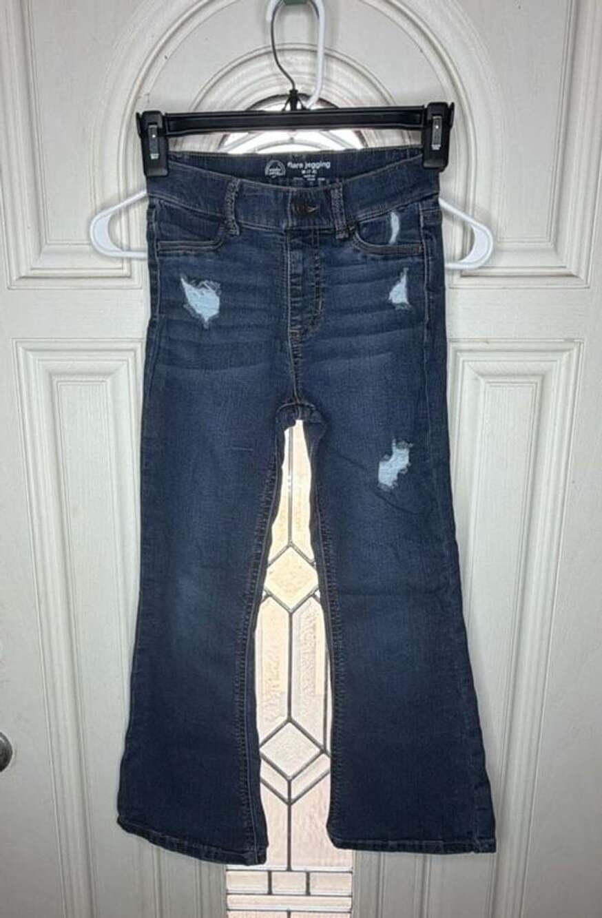 Wonder Nation Girls Flare Jegging Distressed Medium Wash Size M (7-8)
